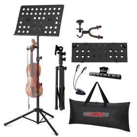 5 Core Music Stand For Sheet Music Height Adjustable Portable Folding Atril Para Partituras w Light Clip for Guitar Players Violinists Cellists P