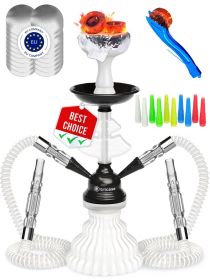 White Black Hookah set with everything Hookah Set 2 Hose Hookah LilOne