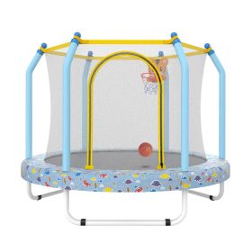 55-inch Trampoline for Kids Indoor & Outdoor Small Toddler Trampoline with Basketball Hoop