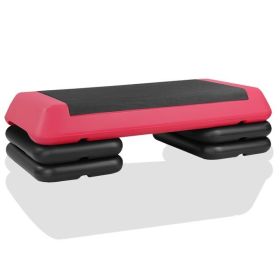 The Red Aerobic Step Platform with 4 Risers Adjustable, Health Club Size Steppers for Exercise with risers for adjustable Home Workout