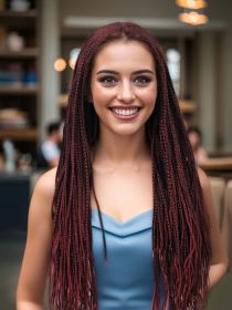 28 inch Braided Wigs for BlackWomen Full Lace Front Box BraidedWig KnotlessBraided WigsLightweight Braids Synthetic LaceFront Wig Black plus ligh (Color: Black and Burgundy)